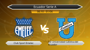 Ecuador Serie A Club Sport Emelec VS CD Universidad Catolica del Ecuador